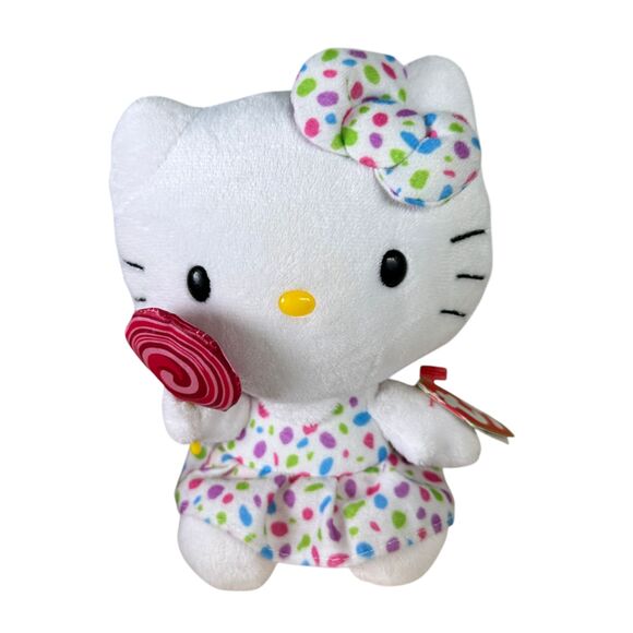 TY Hello Kitty Lollipop Polka Dot Dress Plush NEW with Tag - Picture 1 of 8